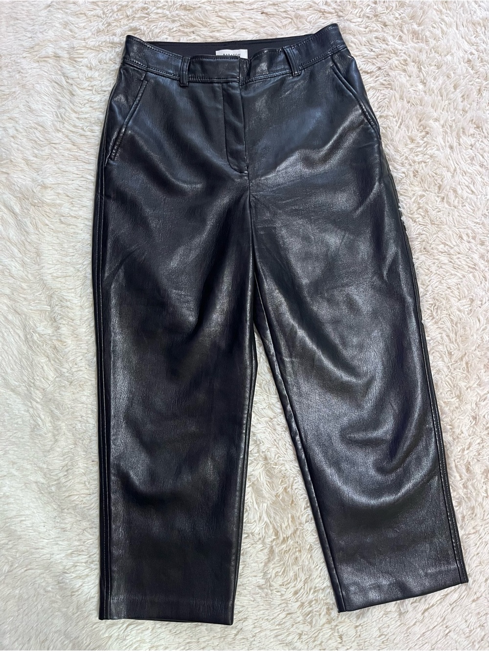 Black Faux Leather Babaton - Classic Straight Cropped Fit